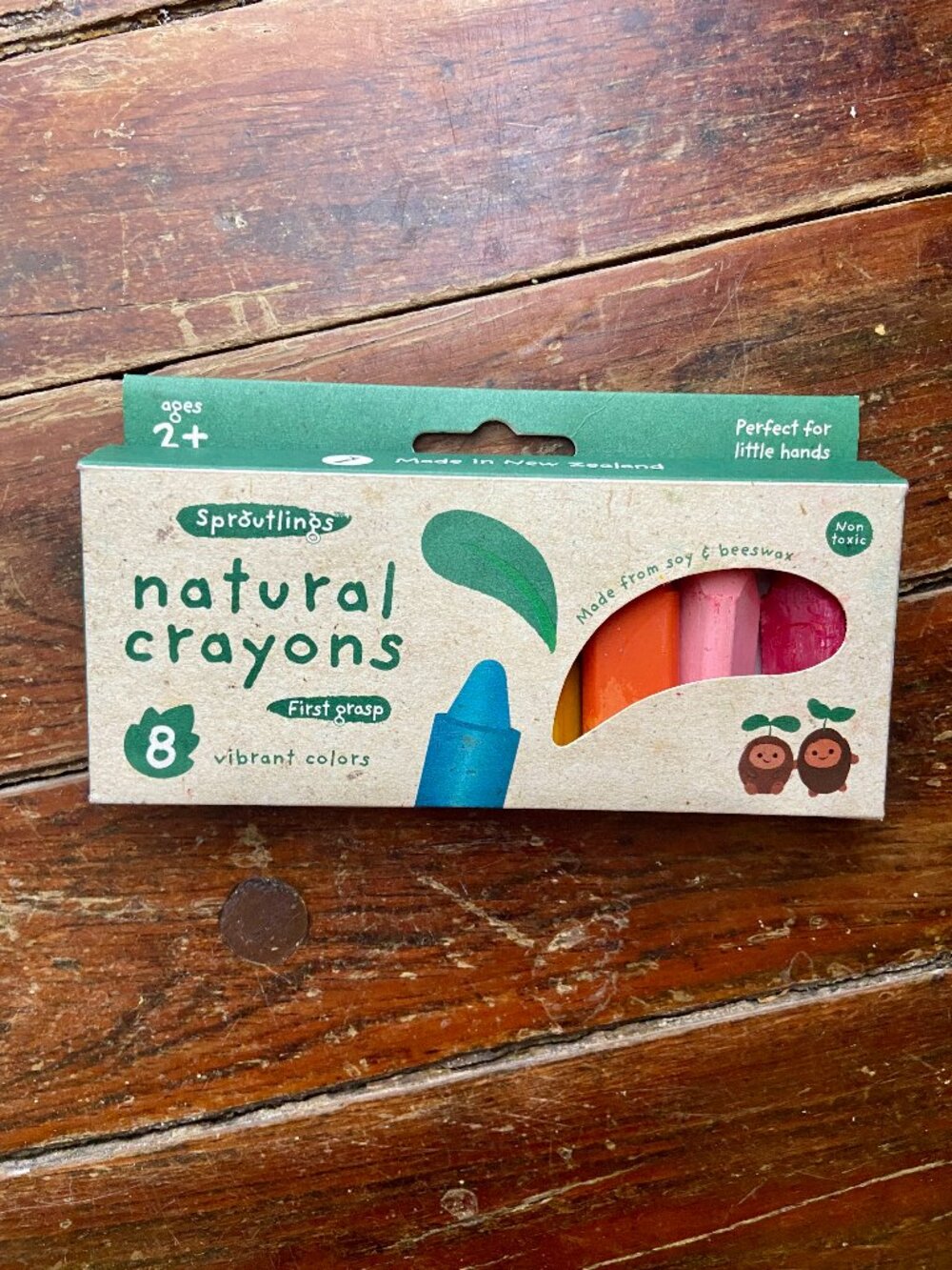 Sproutlings Natural Soy & Beeswax Crayons 8 Piece Vibrant First Grasp